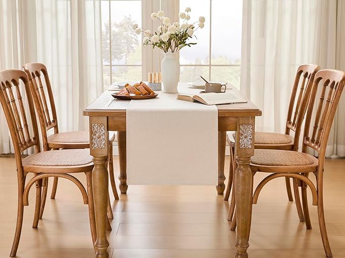 YATOJUZI Cream Table Runner Seasonal Fall Summer Kitchen Dining Coffee Table Decoration 72 Inches Long Beige Waterproof Farmhouse Rustic Table Runner Home Wedding Party Decor 16x72Inch