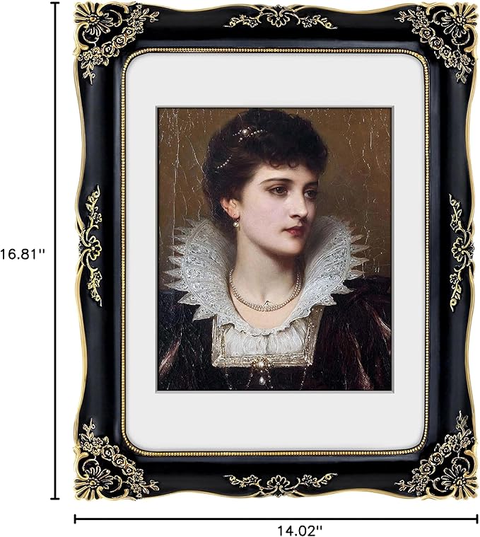 11x14 Vintage Picture Frame Black Baroque Gothic Picture Frames Antique Ornate Victorian for Wall Display, Fits 11x14 or 8x10 Photo with Mat
