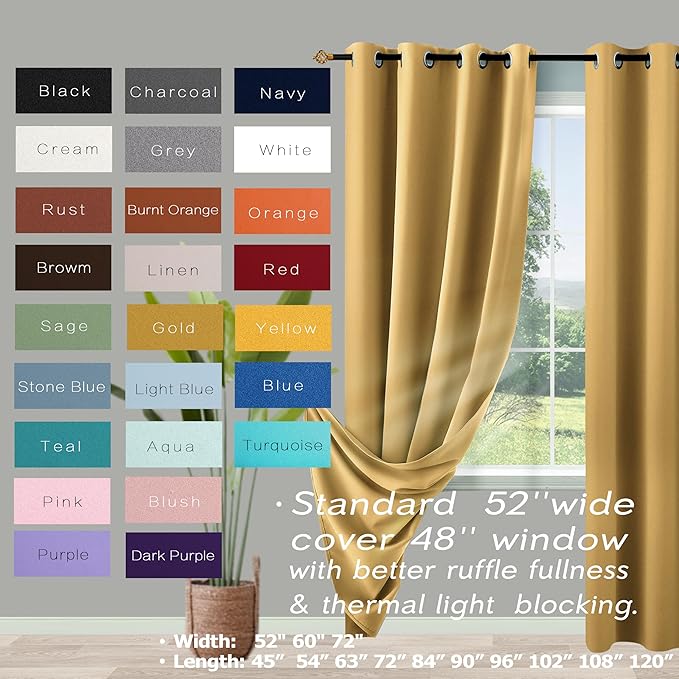 KOUFALL Gold Luxury Blackout Curtains for Living Room,Elegant Livingroom Curtain 84 Inches Long Cortinas Doradas para Sala Elegantes Modernas 2025
