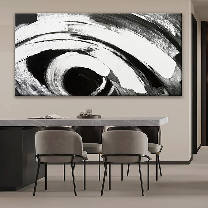 TAIJXAGSG Large Abstract Wall Art For Living Room Prints Artwork Canvas Art Wall Decor Black And White Wall Art Modern Painting Abstract Decor For Hotel Office Artwork 29 x 58 Inch