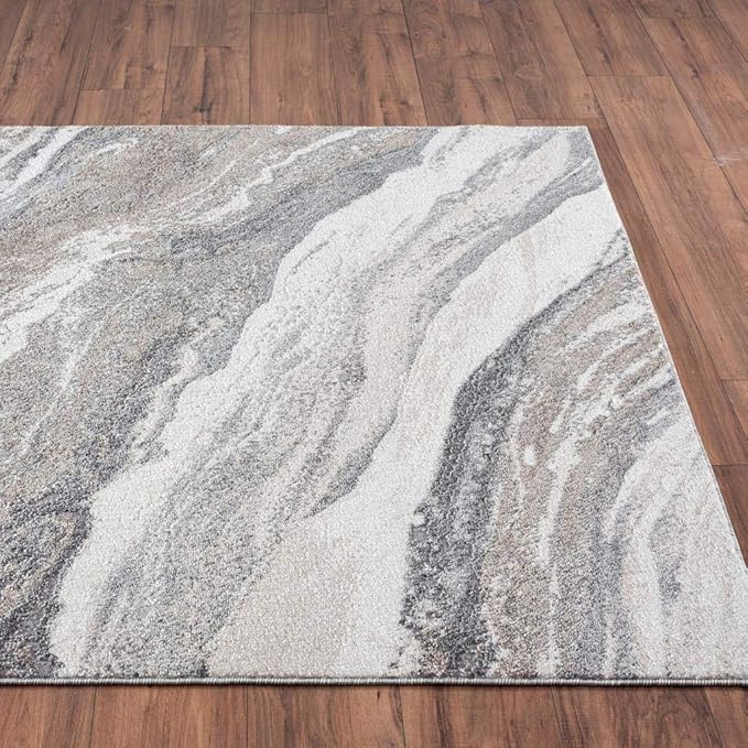 LUXE WEAVERS Lagos Collection 7983 Grey 9x12 Art Deco Area Rug