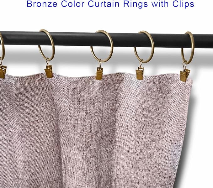 20 Pack Metal Curtain Rings with Clips, Curtain Clip Rings Hooks for Hanging Drapery Drapes Bows, Curtain Rod Rings 1.5 inch Interior Diameter, Bronze