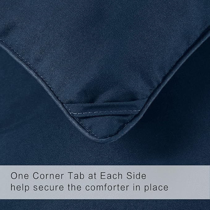 COHOME Quilted Oversized Queen Size Comforter - All-Season Down Alternative Duvet Insert - Luxury Hotel Soft Breathable Navy Blue Comforter with Anti-Clump Tech & 8 Tabs - Reversible （98"x98"）