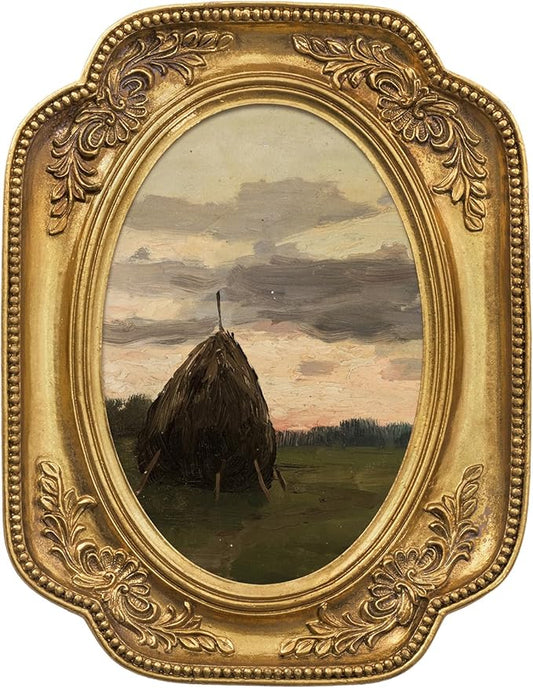 FOLKOR Rustic Canvas Wall Art for Antique Gold Picture Frame, French Countryside Autumn Landscape Prints Posters for Bedroom Living Room Decoration Memorial Gift, 4x6