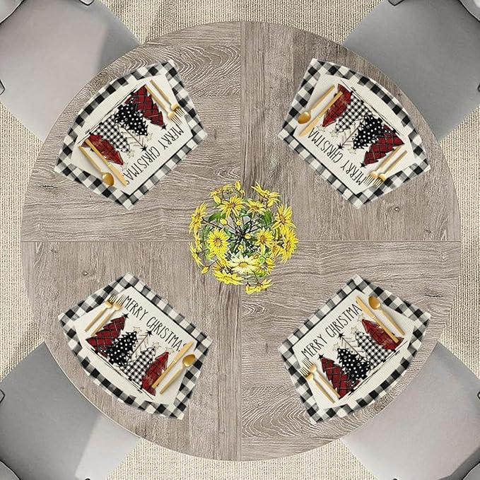 Artoid Mode Christmas Trees Wedge Shape Placemats for Round Table Set of 6, Winter Seasonal Kitchen Dining Table Decoration for Indoor Party Home