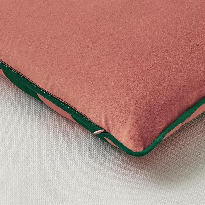 MONDAY MOOSE Decorative Throw Pillow Covers Cushion Cases, Set of 2 Soft Velvet Striped Piping Edge Designs, Pillow Inserts Not Included (Pink/Green, 20x20 inch)