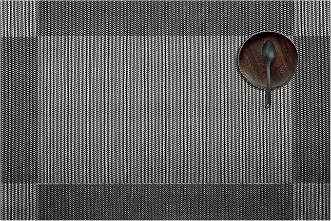 AHHFSMEI Placemats for Dining Table Set of 6 Woven Vinyl Plastic Place Mats Non-Slip Heat Insulation Stain Resistant Table Mats Washable Easy Clean Placemats (Black Corner)