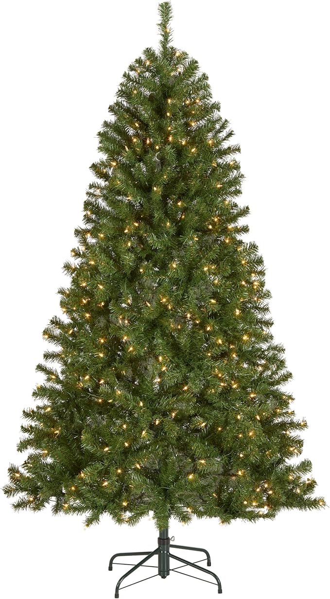 National Tree Company 6.5 ft Pre-Lit North Valley Spruce Artificial Christmas Tree, 450 Clear Lights, 816 Tips, Includes Stand, Green