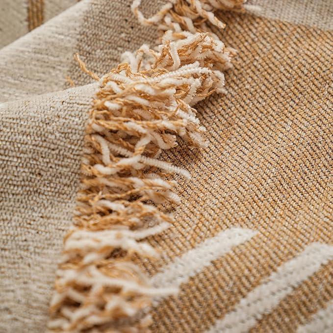 VClife XXL Sofa Cover Chenille Couch Cover for 3 Cushion Couch Sofa, Modern Beige Khaki Striped Couch Covers for Kids Washable Sectional Sofa Protector with Tassel 71"X150"