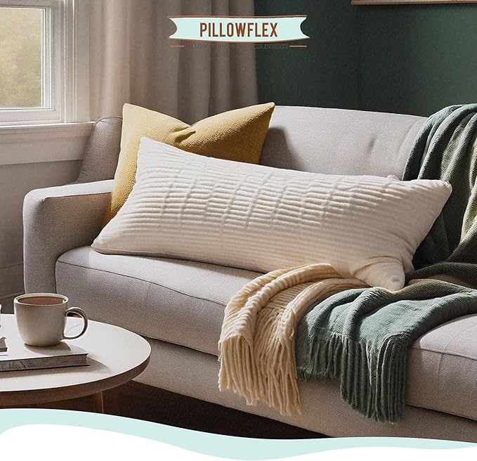 Pillowflex Synthetic Down Pillow Insert - 21x27 Down Alternative Pillow, Ultra Soft Oversized Standard Bed Sleeping Pillow, Large Rectangle Sham - 1 Decorative Pillow Form
