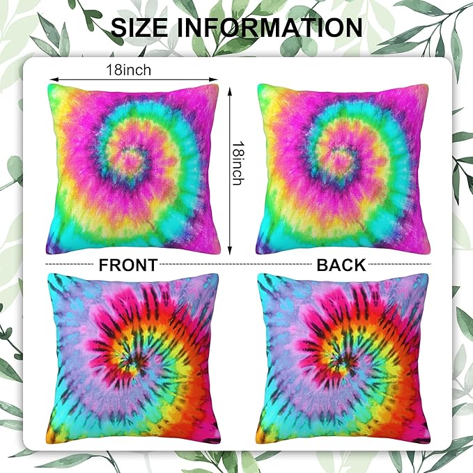 Colorful Tie Dye Throw Pillow Covers Set of 2 Tie Dye Pillow Covers 18x18 Inch Modern Farmhouse Home Decorative Pillow Cases Cushion Cover for Sofa Living Room Office