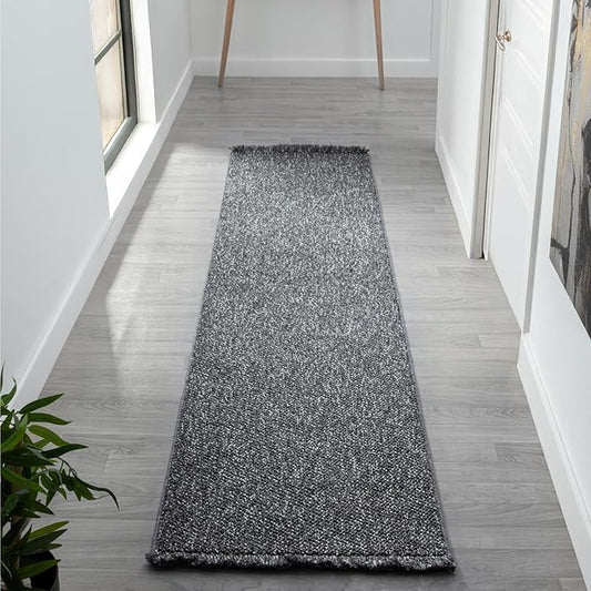 LUXE WEAVERS Solid Machine Woven Smoke 2x8 Area Rug, Indoor Stain-Resistant Carpet