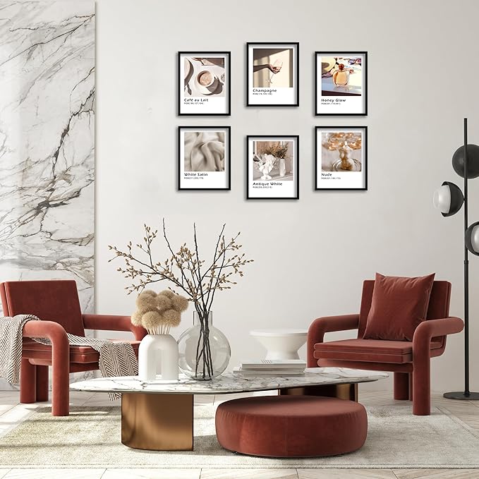 Luodroduo Fashion Wall Art Prints Set of 6 Modern Nordic Aesthetic Minimalist Wall Decor Comfortable Beige Canvas Poster for Corridor Living Room Bedroom Decoration (A, 8"x10" UNFRAMED)