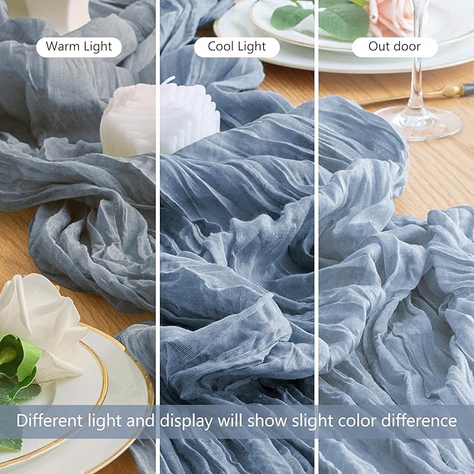 Wokceer Cheesecloth Table Runner 6Pack 10FT Dusty Blue Boho Gauze Fall Christmas Cheese Cloth Table Runner for Party Long Rustic Sheer Table Runners for Baby Bridal Shower Wedding Easter Table