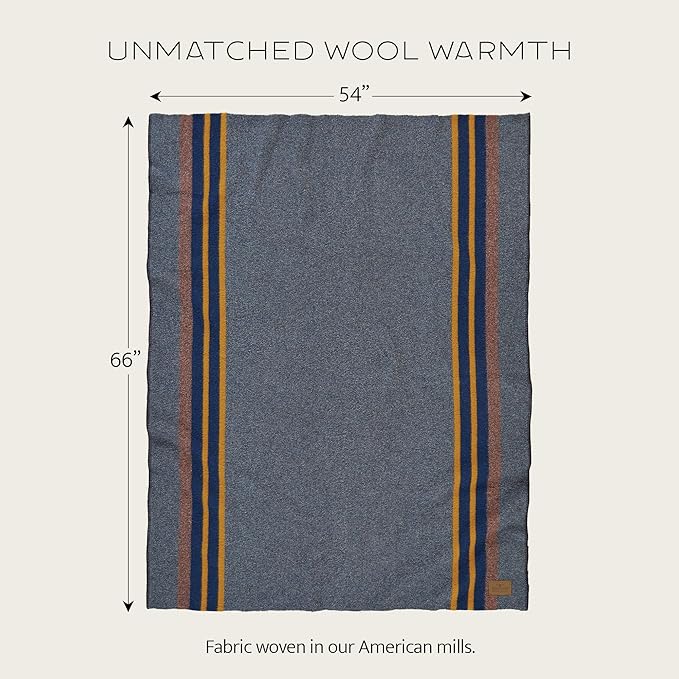 Pendleton Yakima Throw 54" x 66" - Wool Cotton, Soft and Durable Wool Throw for Home and Travel - Green Heather