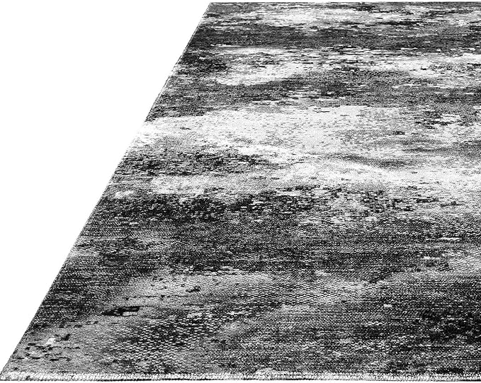 Non Slip Rugs 2x3 Modern Abstract Easy Silk Rubber Backing Soft Entryway Area Rug for Door Mat Easy to Clean Non Shedding Kitchen for Bedroom Indoor Carpet (Gray - Black, 2x3)