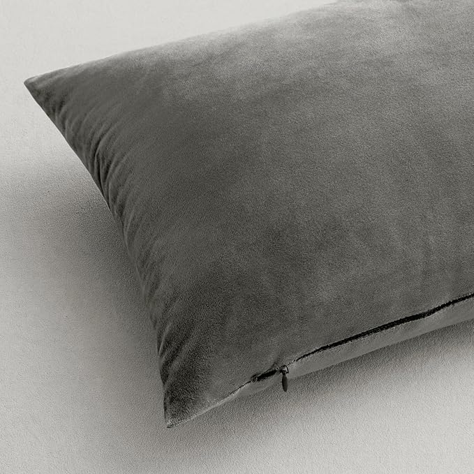 MIULEE Pack of 2, Velvet Soft Solid Decorative Square Throw Pillow Covers Set Cushion Cases Pillowcases for Sofa Bedroom Car, Home, 18 x 18 Inch 45 x 45 Cm, Grey