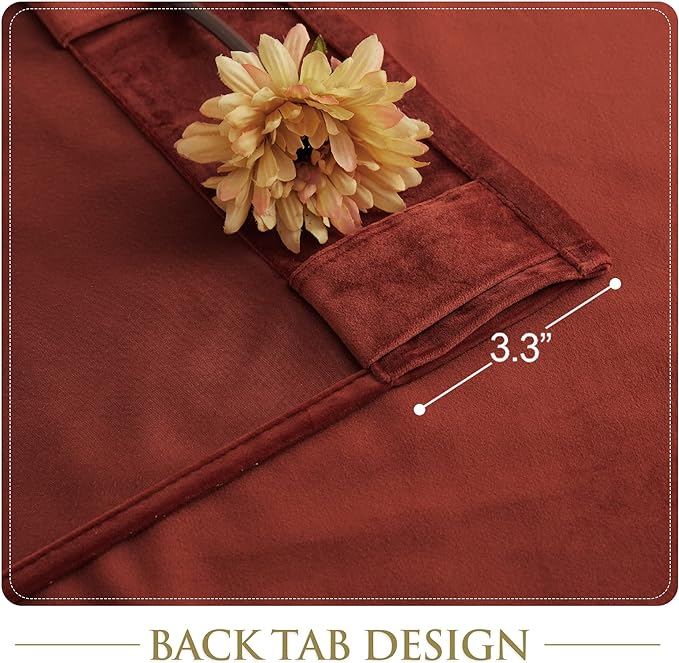 StangH Velvet Blackout Curtains for Movie Theater, Rust Privacy Home Decor Drapes 96 inches for Christmas Backdrops/Sliding Glass Door, W52 x L96, 2 Panels