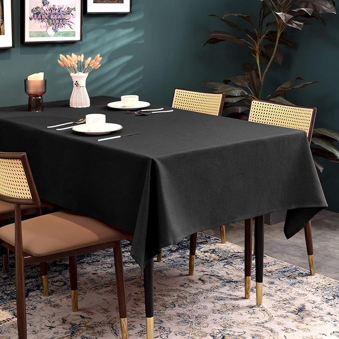 BALCONY & FALCON Square Table Cloth – Waterproof, Wrinkle-Resistant & Dust-Proof Farmhouse Tablecloth for Dining, Kitchen, Party Decorations, Outdoor Patio, Baby Shower (Black, 55" x 55")