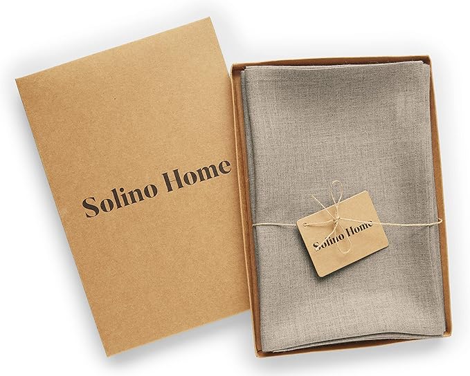 Solino Home Natural Linen Napkins Set of 6-100% Pure Linen Cloth Washable Dinner Napkins 20 x 20 Inch for Christmas, Holiday, New Year - Fete