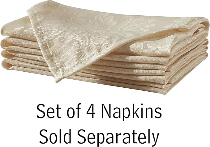 Newbridge Barcelona Luxury Damask Fabric Tablecloth, 90” Round, Golden Beige, 100% Polyester, No Iron, Soil Resistant Dining Room, Party and Banquet Table Cover