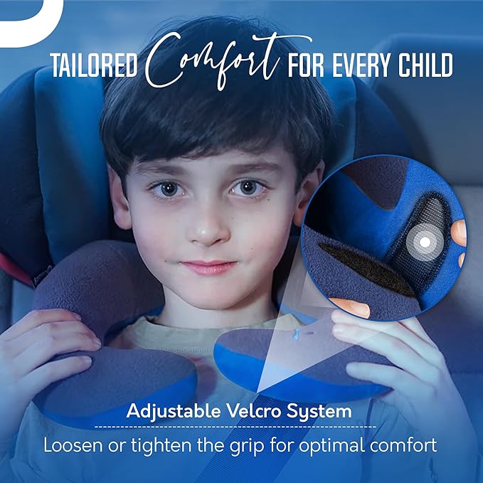BCOZZY Kids Travel Neck Pillow (3-7 Y/O)- Patented Soft Pillow for Head & Chin Support in Car Seat, Airplane, and Road Trip Sleeping. Adjustable Size. Fully Washable. Carry Bag. Small, Gray