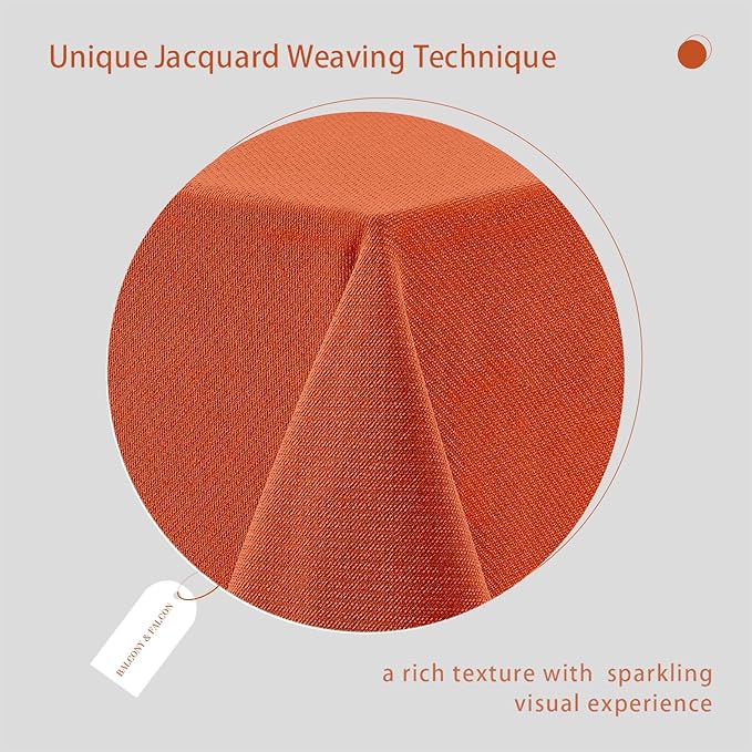 BALCONY & FALCON Rectangle Tablecloth Jacquard Style Water Resistant Table Cover for Autumn Fall Harvest Halloween Thanksgiving Party Dining Kitchen (Vibrant Orange, 57 x 118 inch)