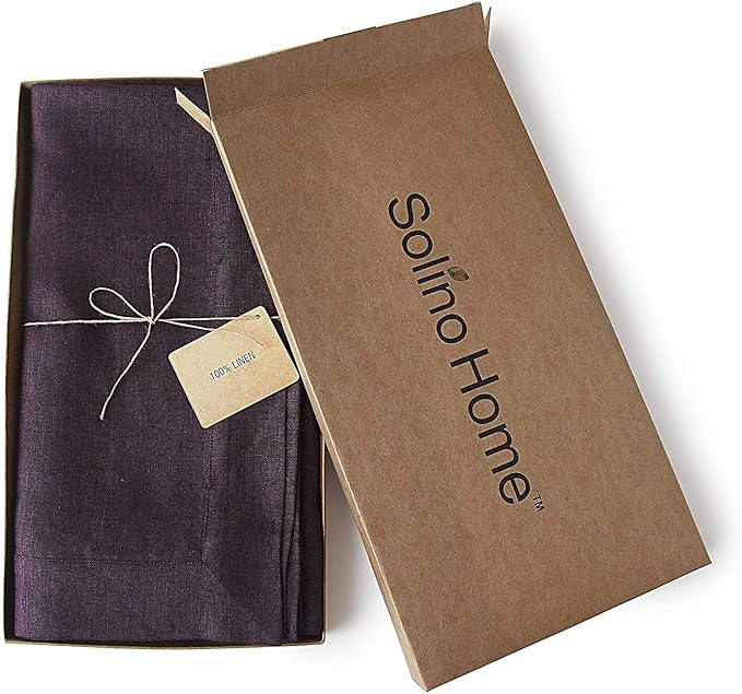 Solino Home Grape Linen Tablecloth 60 x 108 Inch - 100% Pure Linen Table Cloth for Rectangle Tables - Athena, Machine Washable Tablecloth for Fall, Autumn, Winter, Thanksgiving, Christmas, Holiday
