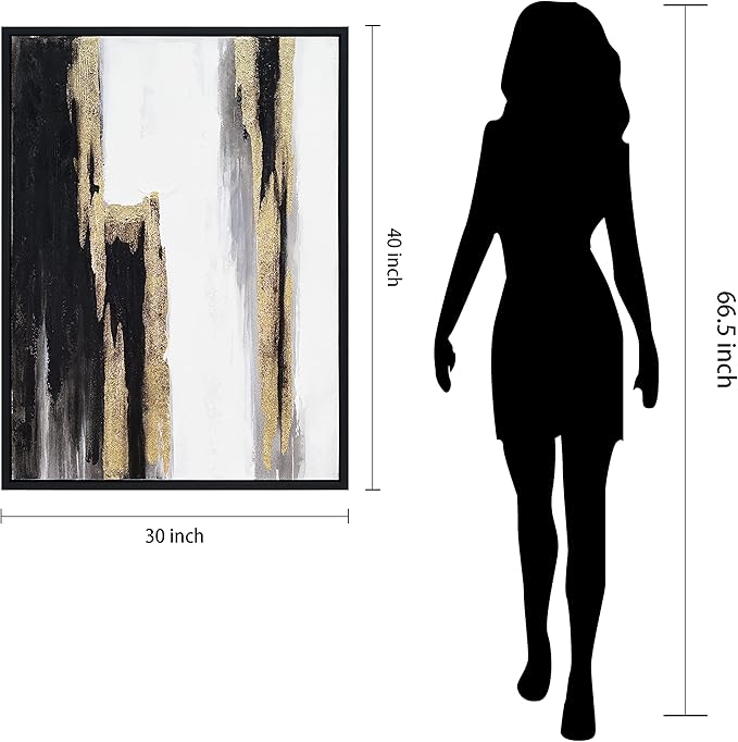 Empire Art Direct Abstract Wall Art Textured Hand Painted Canvas Art by Martin Edwards, Black Framed Wall Art, 40" x 30", Solemn Night