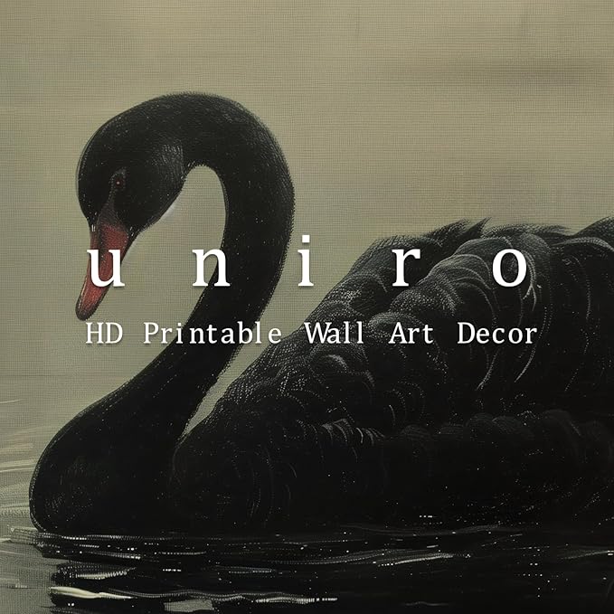 uniro Black Swan Retro Wall Art Gothic Home Decor Dark Academia Wall Art Prints Victorian Goth Print Dark Cottagecore Wall Art Moody Vintage Oil Painting Aesthetic