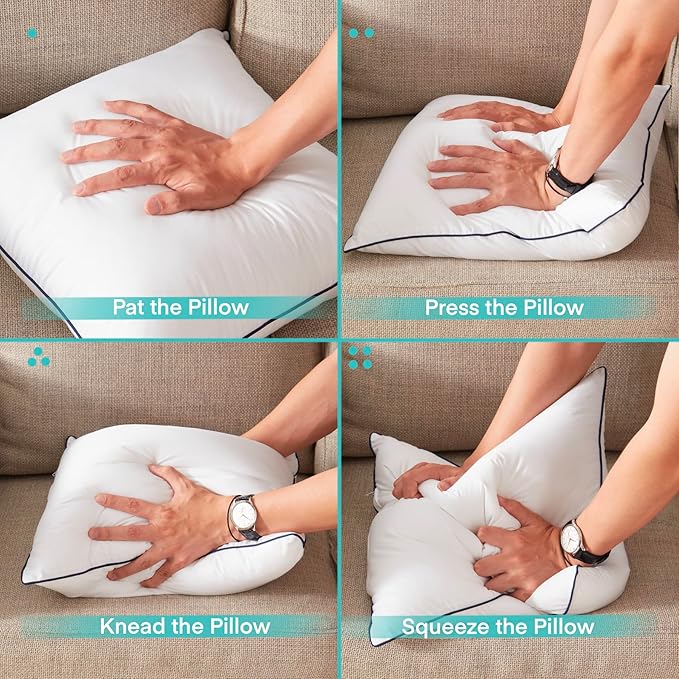 18x18 Inch Pillow Inserts Set of 2-100% Cotton Cover, Throw Pillow Inserts for Couch, Sofa, or Bed (2 Pack, 18x18 Inch)