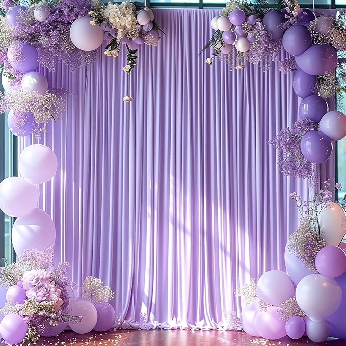 10x8 ft Wrinkle Free Lavender Light Purple Backdrop Curtain Drapes, Polyester Wedding Curtains Party Background for Baby Shower Birthday Parties