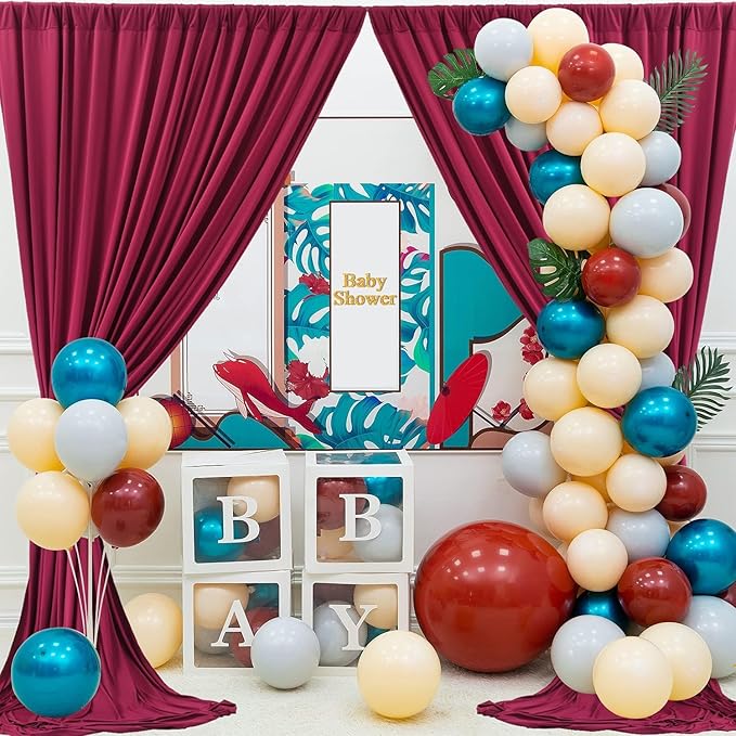 10x8ft Wrinkle Free Burgundy Backdrop Curtain Maroon Backdrop Drapes, Thick Fabric Wedding Curtains Party Background for Baby Shower Birthday Parties