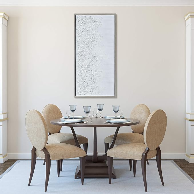 Empire Art Direct Abstract Wall Art Textured Hand Painted Canvas by Martin Edwards, Champagne Frame, 24" x 48", White Snow B