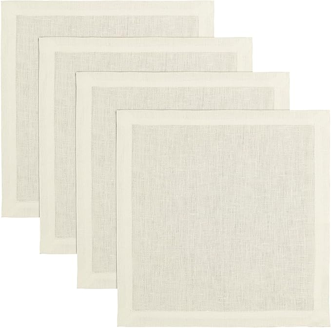 Solino Home Ivory Placemats Set of 4-100% Pure Linen Placemats 14 x 14 Inch for Christmas, New Year - Fete