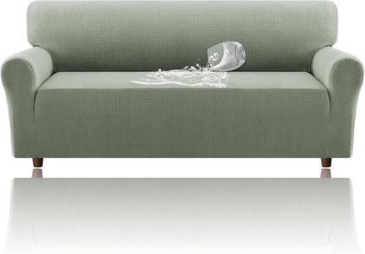 H.VERSAILTEX Jacquard Sofa Slipcover with Waterproof Seat Furniture Protector 1 Piece Stretch Sofa Covers with Elastic Bottom for Kids, Pets, Dog(Sofa, Sea Grass)