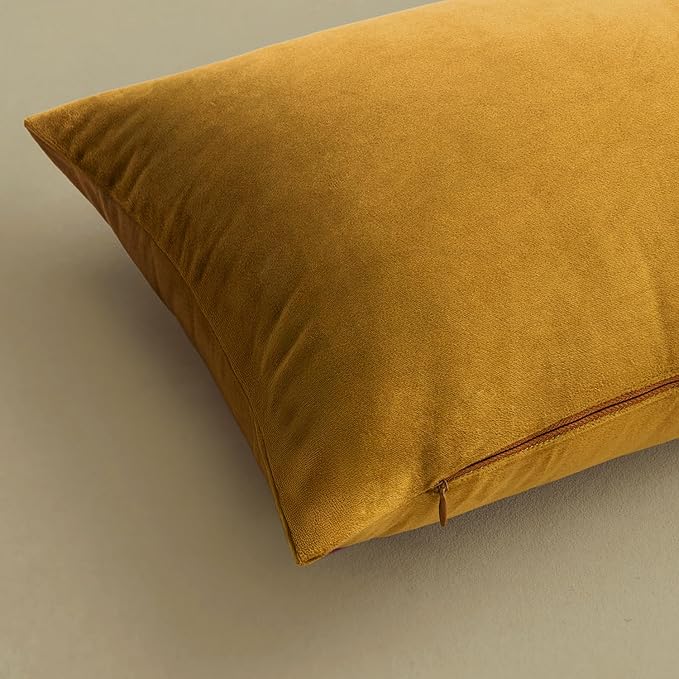 MIULEE Pack of 2 Mustard Yellow Pillow Covers 20x20 Inch Decorative Velvet Throw Pillow Covers Modern Soft Couch Throw Pillows Farmhouse Home Decor for Fall Sofa Bedroom Living Room