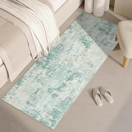 Modern Abstract 2x6 Runner Rug Washable Non Slip Stain Resistant Rug for Hallway Kitchen Bedroom Non Shedding Low Pile Indoor Floor Cover,Green