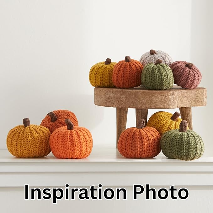 Mini Knit Pumpkins Set of 5, fall tiered tray decor, office bookshelf, Thanksgiving table setting, thoughtful gift, fall pumpkin spice, cozy vibe, for garland (Mini Earth Tone Set)