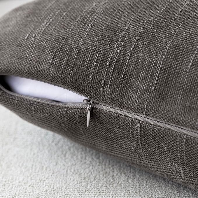 Foindtower Pack of 2 Soft Textured Throw Decorative Pillow Covers Square Accent Solid Cushion Cover Cozy Farmhouse Pillow Case with Zipper for Couch Sofa Bedroom Living Room 16x16 Inch, Charcoal