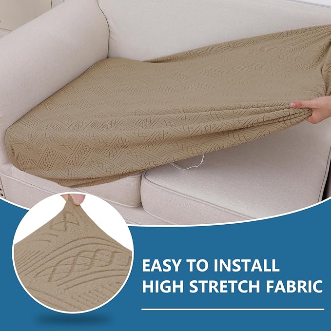 hyha Individual Couch Cushion Covers, Stretch Magic Sofa Seat Cushion Covers Washable, Dog Couch Sofa Slipcover for Pets, Kid with Elastic Bottom(Back Cover M, Camel)