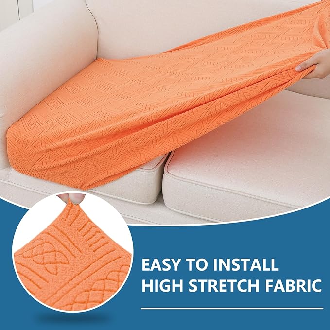 hyha Individual Couch Cushion Covers, Stretch Magic Sofa Seat Cushion Covers Washable, Dog Couch Sofa Slipcover for Pets, Kid with Elastic Bottom(2PC, Orange)