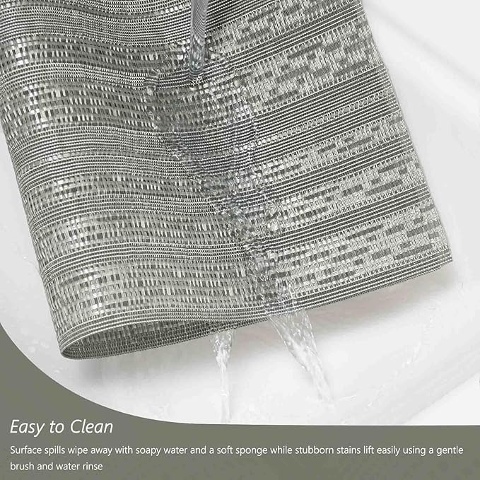 AHHFSMEI Placemats for Dining Table Set of 6 Woven Vinyl Plastic Place Mats Non-Slip Heat Insulation Stain Resistant Table Mats Washable Easy Clean Placemats (Grey Shine)
