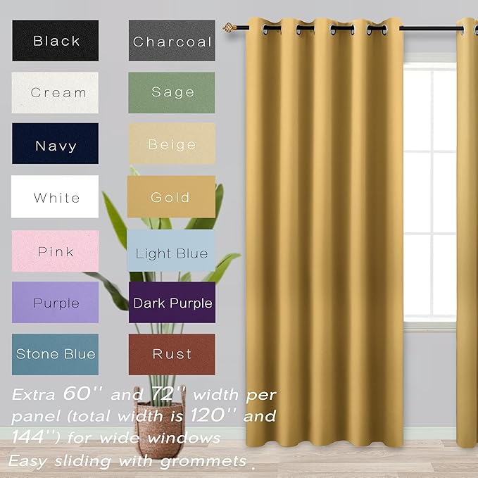 KOUFALL Gold Luxury Blackout Curtains for Living Room,Elegant Livingroom Curtain 84 Inches Long Cortinas Doradas para Sala Elegantes Modernas 2025
