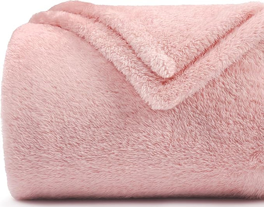 Plush Fleece Throw Blanket for Couch and Bed, Fluffy Fuzzy Cozy Lightweight Soft Blankets All Season Use (40x50 Inches,Pink)