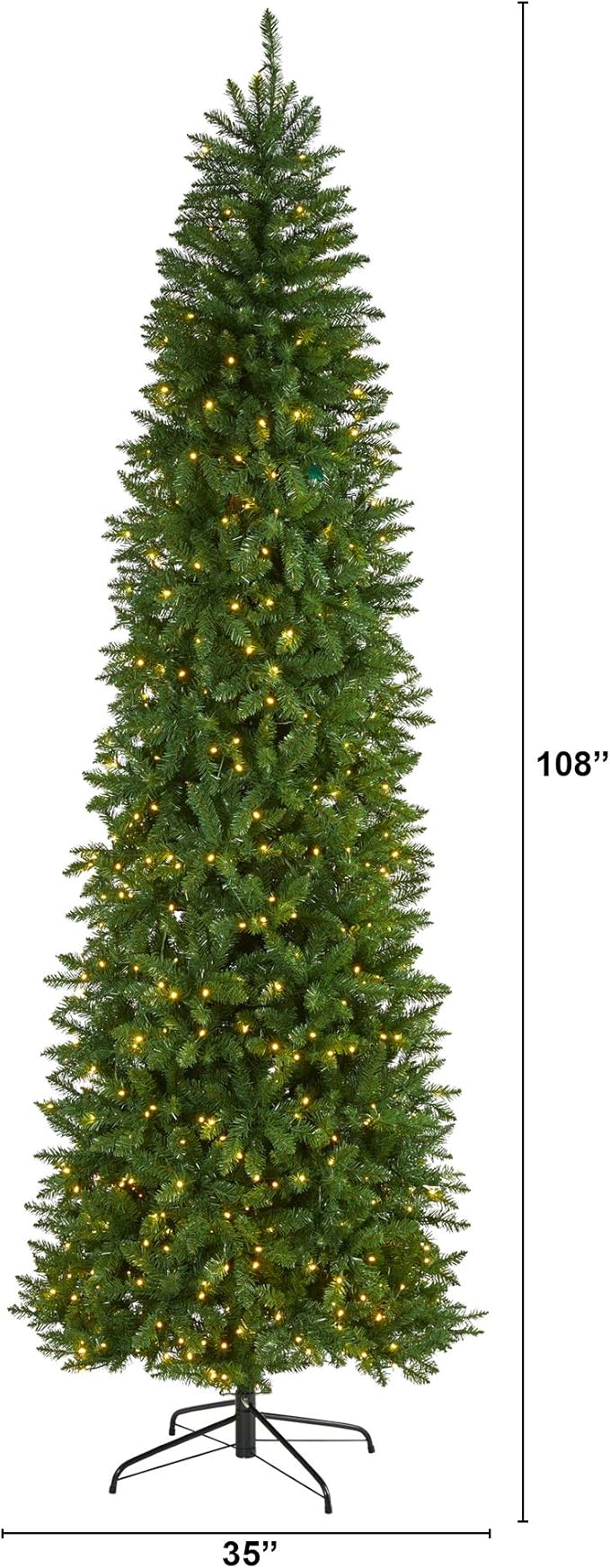 Nearly Natural 9ft. Slim Green Mountain Pine Artificial Christmas Tree with 600 Clear LED Lights
