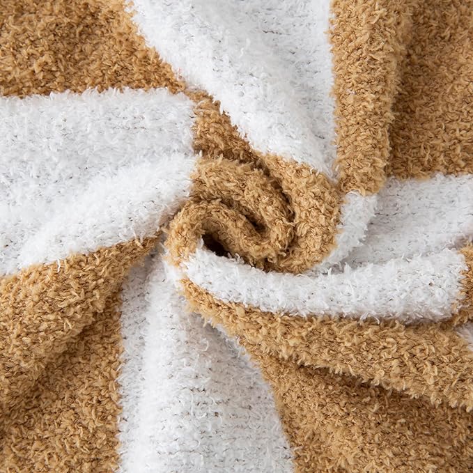 YIRUIO Throw Blankets Checkered Queen,King Size Big Fluffy Fuzzy Warmer Comfort Reversible Super Soft Cozy Decor for Home Bed Couch Sofa Room (Burnt Orange, 80''x90'')