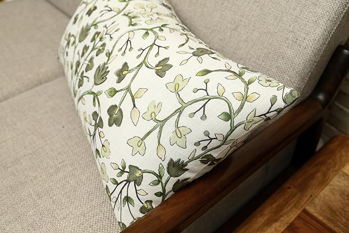 Zea Garden Printed Decorative Lumbar Accent Throw Pillow Cover - Decor for Living Room, Sofa, Chair, Patio, Car, Balcony, Bench, Porch, Nursery, Office, Bedroom - 14x24 Inches, Sage Green