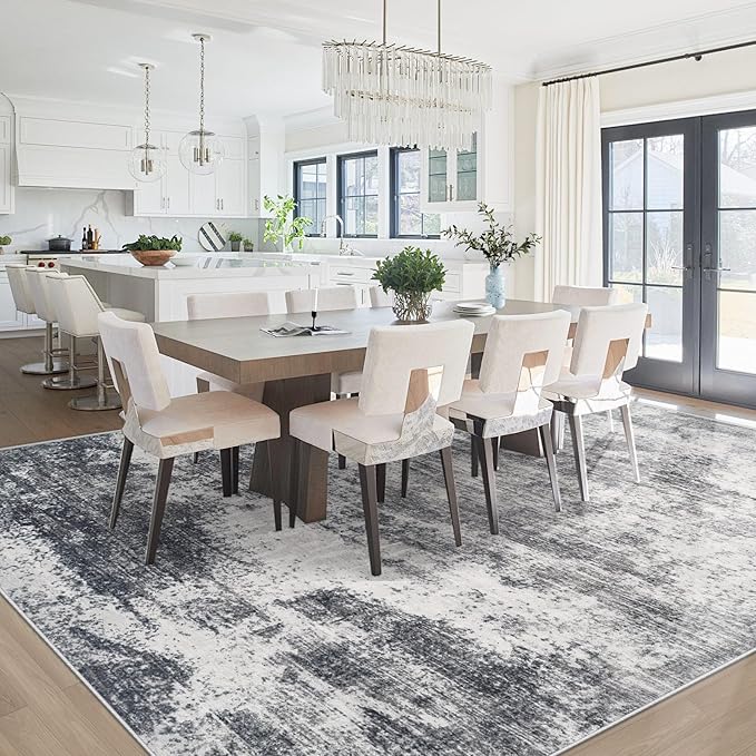8x10 Area Rugs for Living Room: Washable Modern Abstract Rug Large Soft Non Slip Living Room Rug Indoor Low Pile Carpet for Bedroom Dining Room Home - Grey