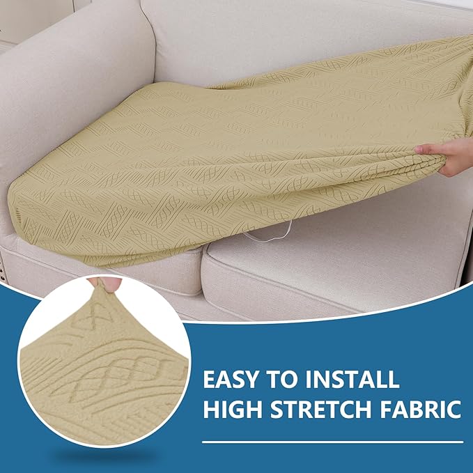 hyha Individual Couch Cushion Covers, Stretch Magic Sofa Seat Cushion Covers Washable, Dog Couch Sofa Slipcover for Pets, Kid with Elastic Bottom(3PC, Taupe)